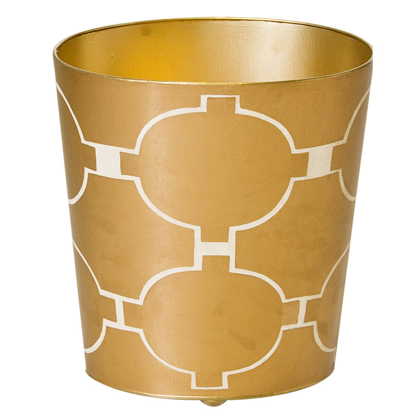 2 Gallons Waste Bin, Gold/Cream