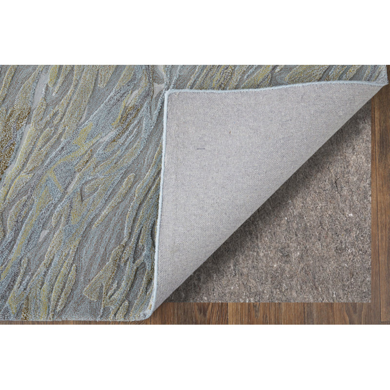 Kawai Hand Knotted Wool/Viscose Abstract Area Rug in Green/Multi, Rectangle 8' x 10'