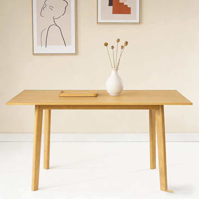 60 Inch Rustic Dining Table - Solid Wood, Minimalist Design for and Traditional Interiors, Natural