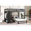 Grand lit superposé simple avec garde-robe intégré, lit superposé en métal avec lit gigogne, bureau pliable, échelles-504729724