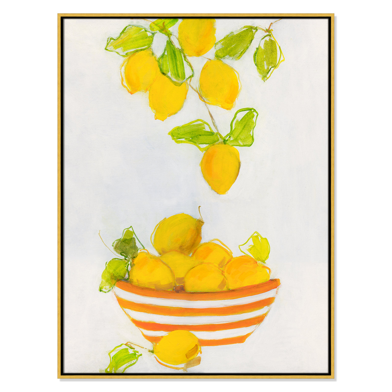 Darcy "Lemonlicious" Painting by Sally Swatland, 41.5" H x 31.5" W x 2" D, Gold Framed Canvas