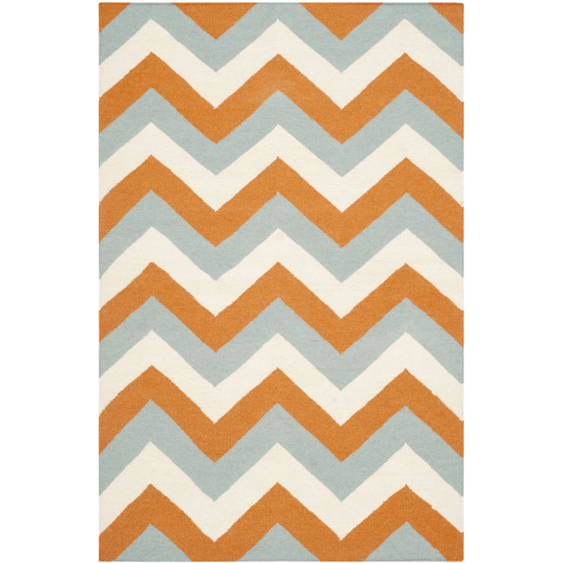 Mars Chevron Wool Hand Woven Area Rug, Rectangle 91 x 152cm