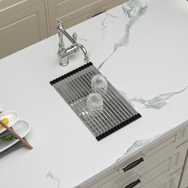Undermount Kitchen Bar Sink 16 Gauge  Sink with Bottom Grid, Stainless Steel , 15" L x 17" W 