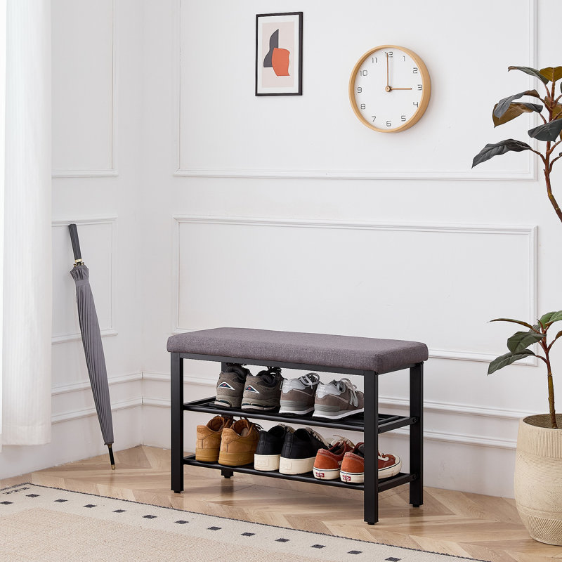 Shoe Bench, Storage Bench, Entryway Bench With Cushion, Shoe Shelf With Seat, Space-Saving, Modern Style, For Living Room, Bedroom, Hallway
