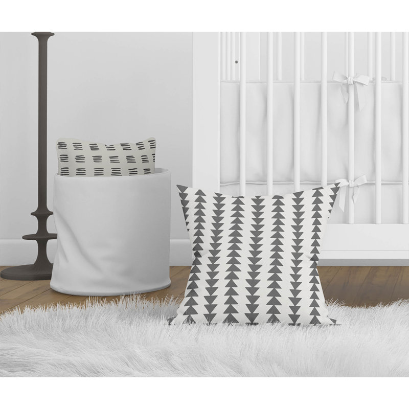 Coussin Tribal, Ivoire/gris anthracite, H 26 po x l 26 po