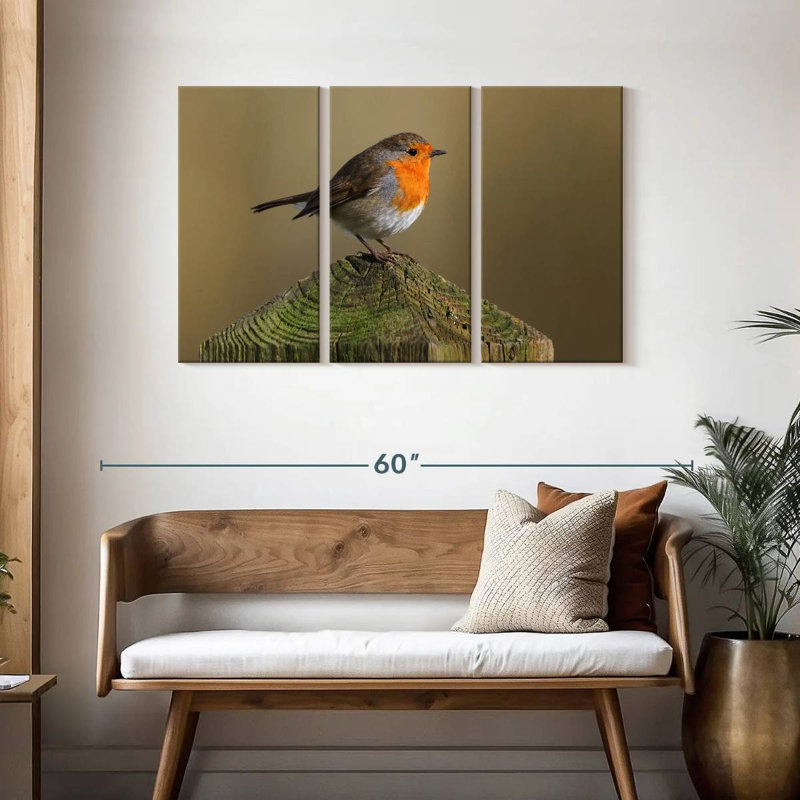 Brampt Bird Standing On Wood Post, 28" H x 45" W