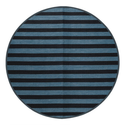 Machine Washable Horizontal Stripes Black Area Rug
