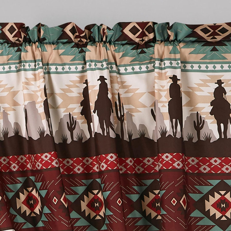 Dune Microfiber Southwestern Cowboys Aztec Window Curtain Set
