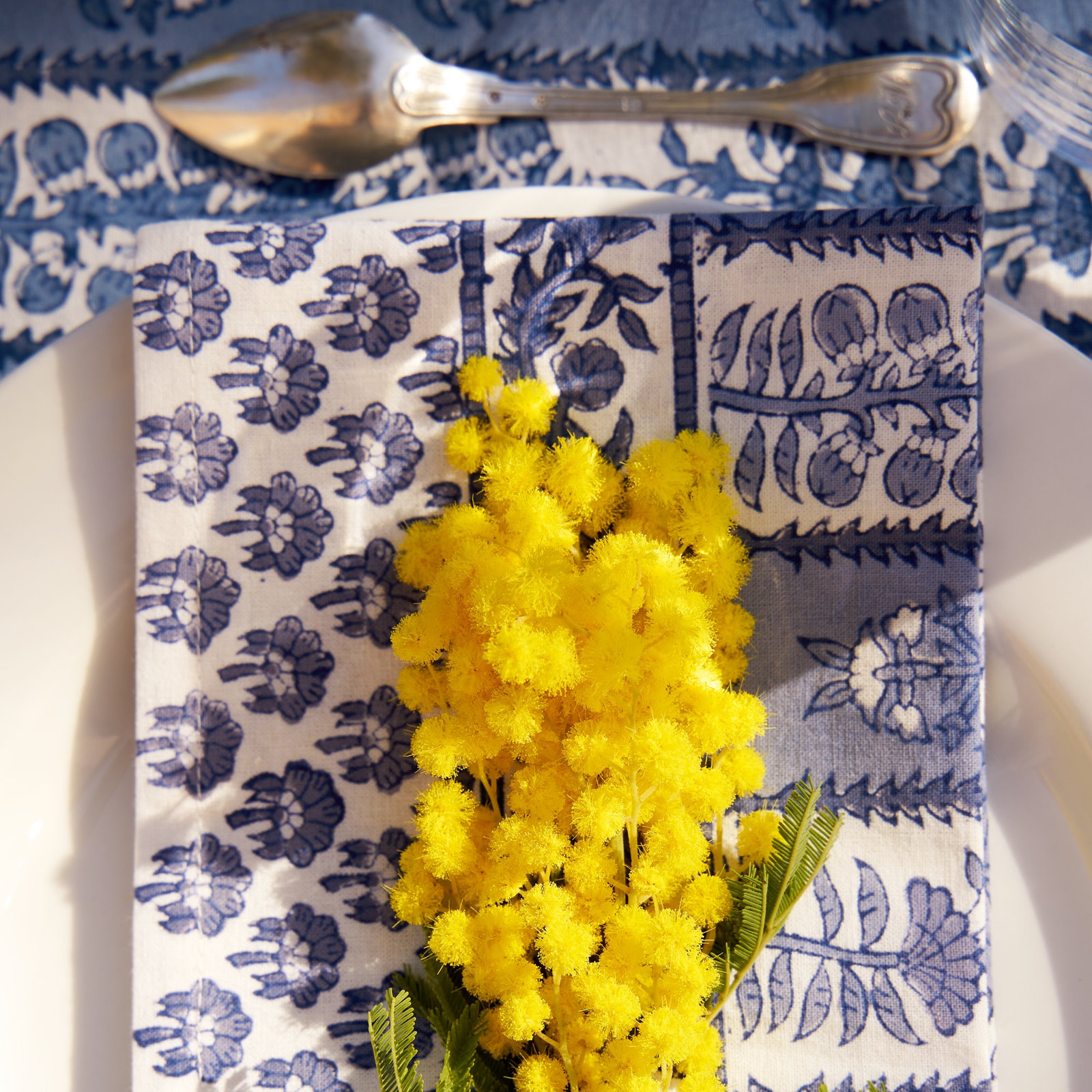 Charlemont 100% Cotton Floral Square Napkin, Blue/Marine