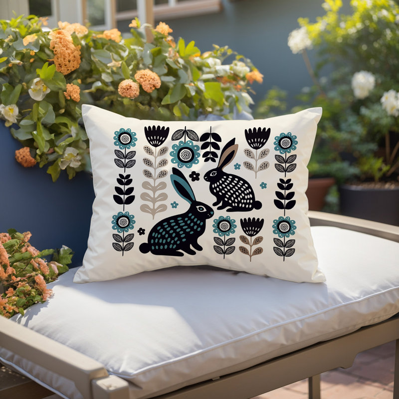Coussin lombaire réversible intérieur / extérieur Gario Rabbit, Émeraude, Rectangle H 18 po x l 25 po