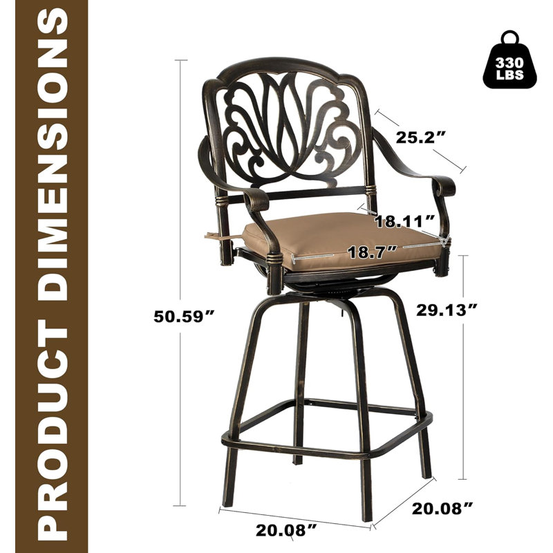 Tabouret de bar 29,13 po Ludo, Kaki