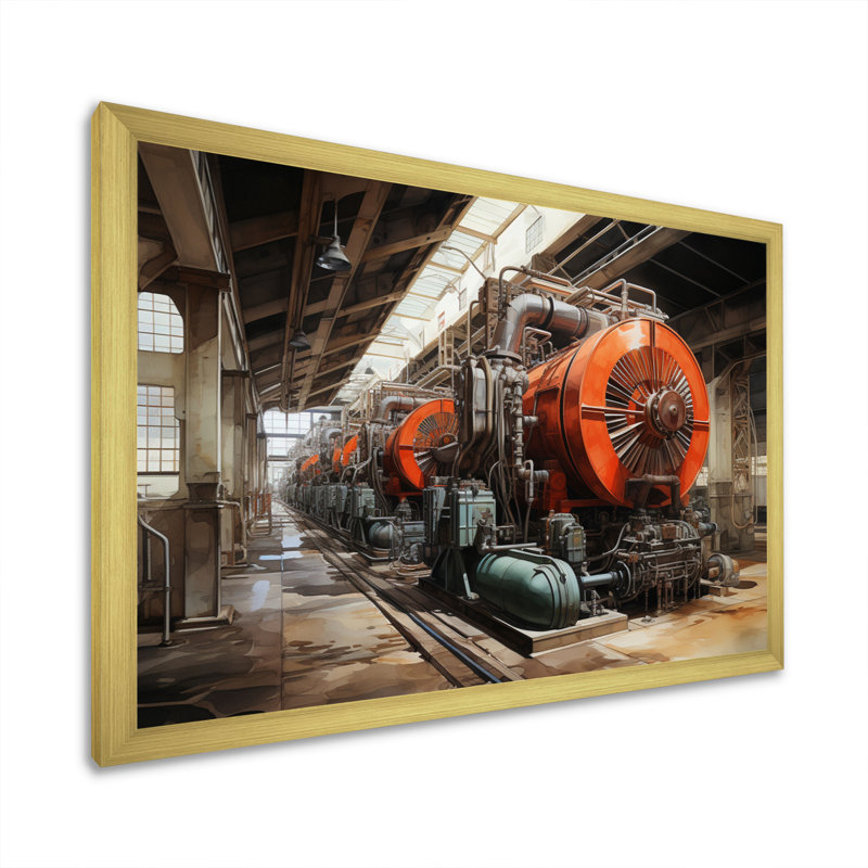 Power Plants Powerful Energies II - Architecture Canvas Prints, Encadrement doré, H 34 po x l 44 po x P 1,5 po