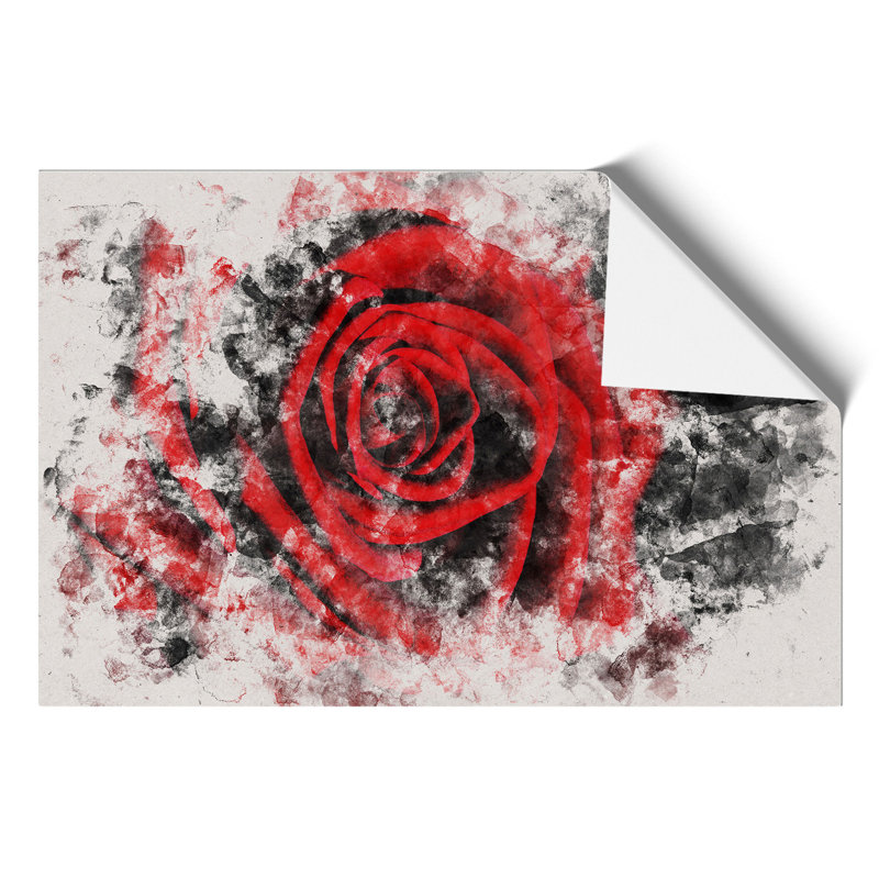 Red Rose Flower Watercolour - Frameless Print, 21cm H x 30cm W x 0.1cm D