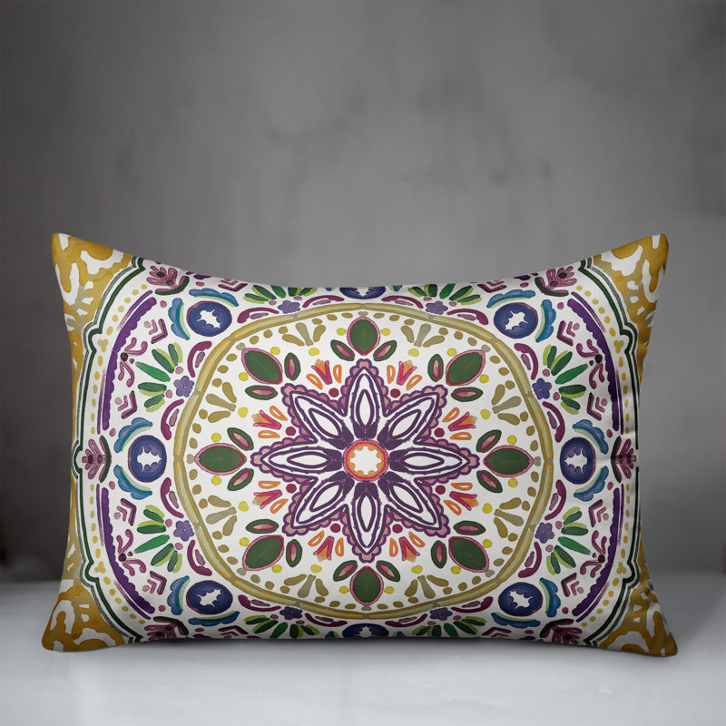 Outdoor Reversible Throw Pillow, Purple, Floral 2