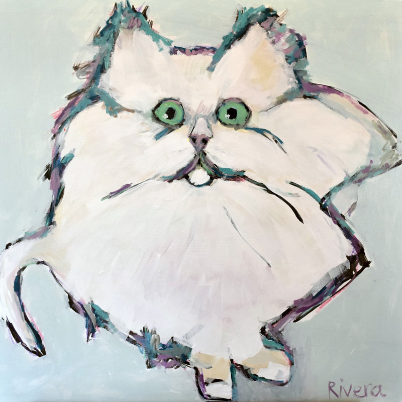 « kitty kat » par michelle rivera, reproduction d’art sur toile tendue, H 32 po x l 32 po x P 1,5 po