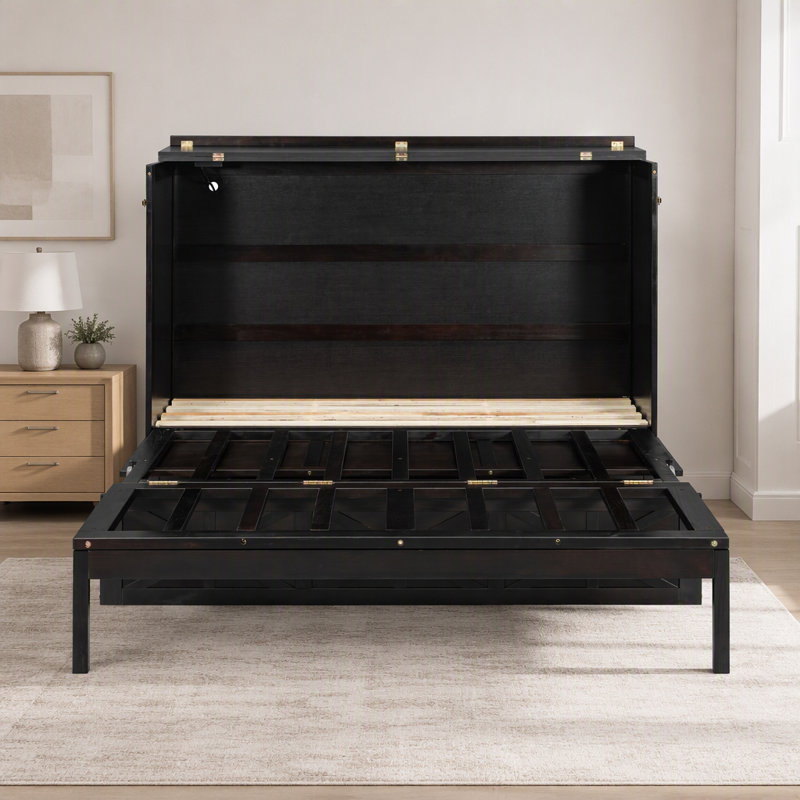 Lit escamotable avec grands tiroirs et port USB, Espresso
