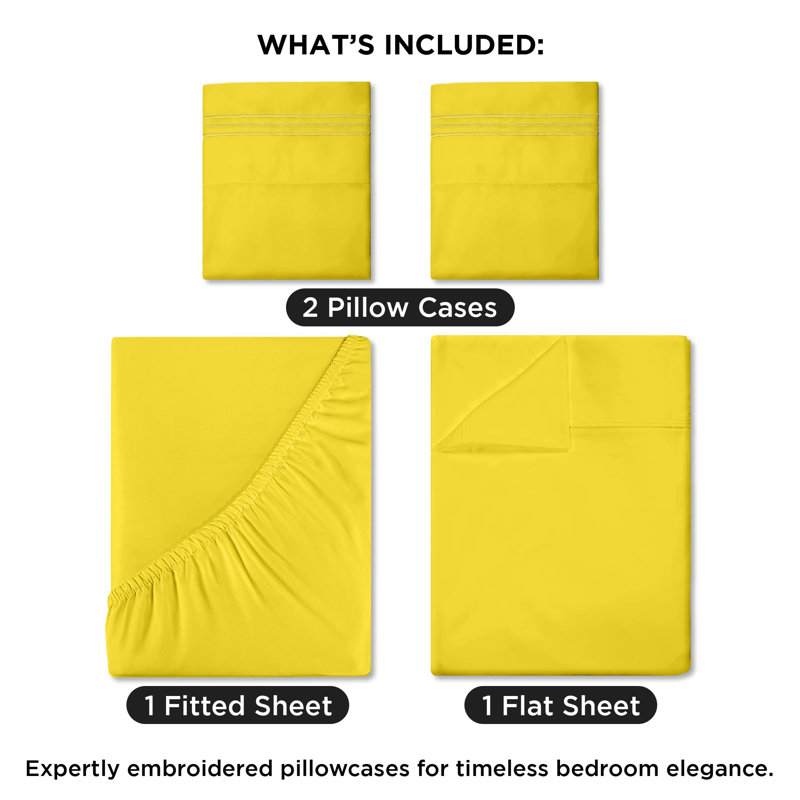 Royale Linens 4 Piece Sheets Set - Soft Brushed 1800 Microfiber Bedding - 1 Fitted and 1 Flat Sheet, 2 Pillow cases - Wrinkle Free & Fade Resistant - Hotel Luxury Bed Sheets Set