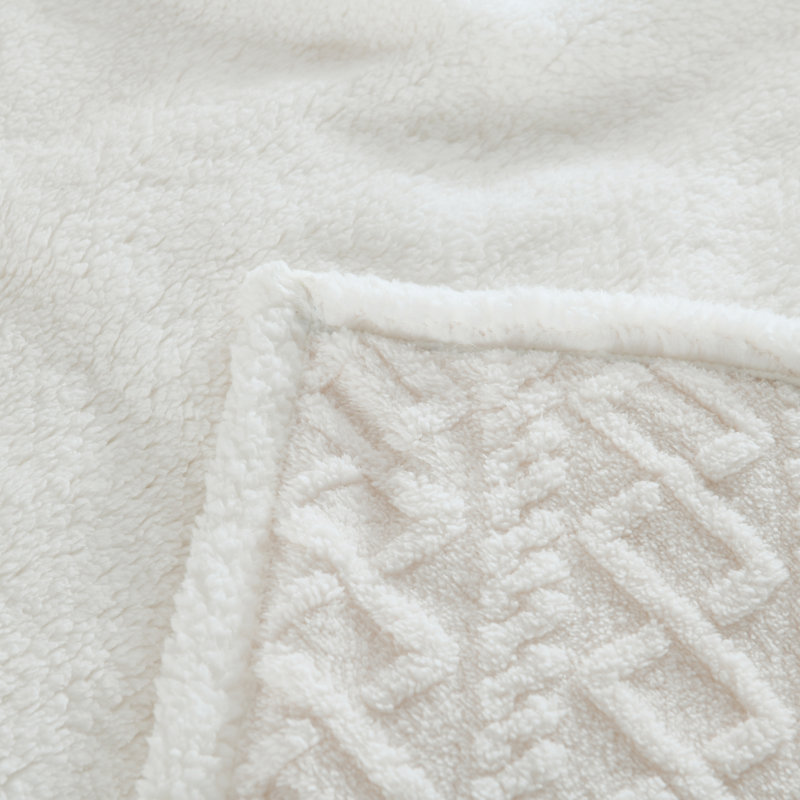  Jeté en sherpa doux et confortable, Blanc