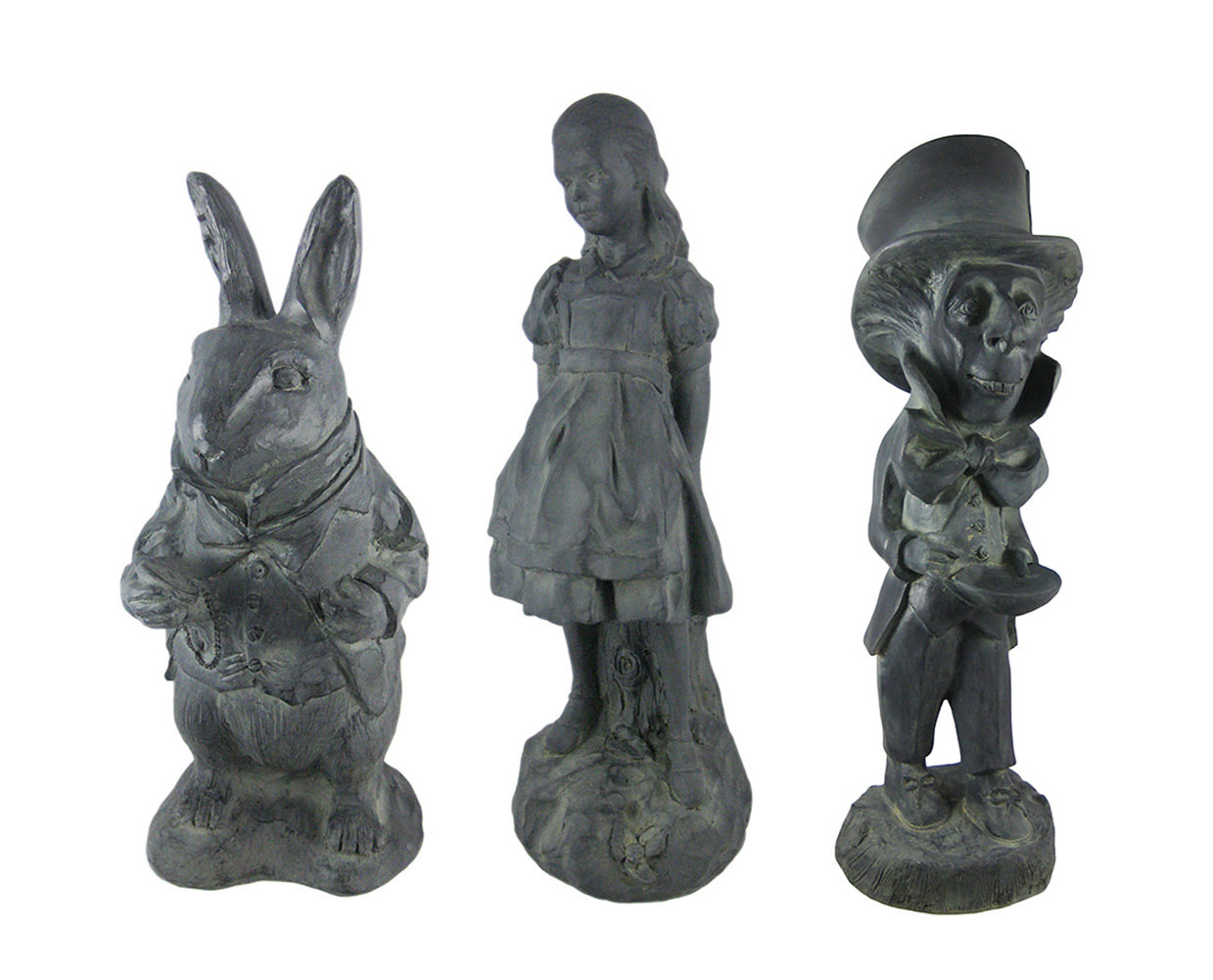 Trinx 3 Piece Rabbit, Mad Hatter, Alice Garden Statue Set | Wayfair