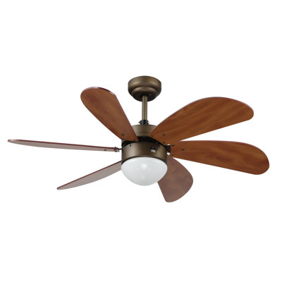 38'' Minumus 6 - Blade LED Smart Standard Ceiling Fan with Wall Control and Light Kit Included.