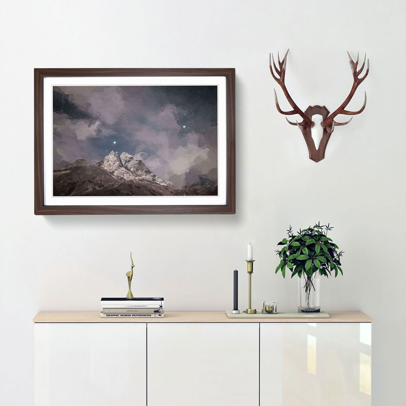 Stars Above the Himalayas - Picture Frame Graphic Art Print, 27cm H x 36cm W x 2cm D, Walnut Framed