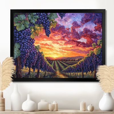 «Vineyard At California Sunset II», art mural vignoble