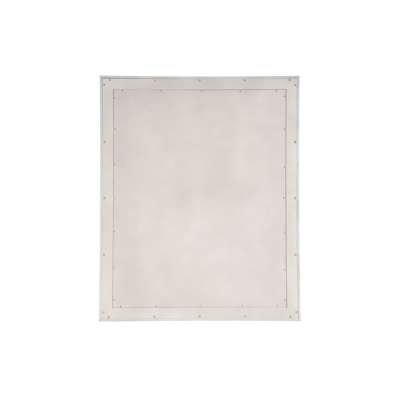Rectangular White Wood Wall Mirror with Beveled Glass