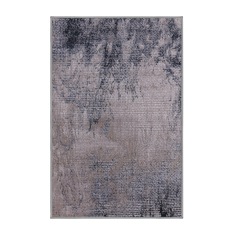 Tapis brun / noir à motif abstrait Brewerton, Rectangle 6 pi x 9 pi