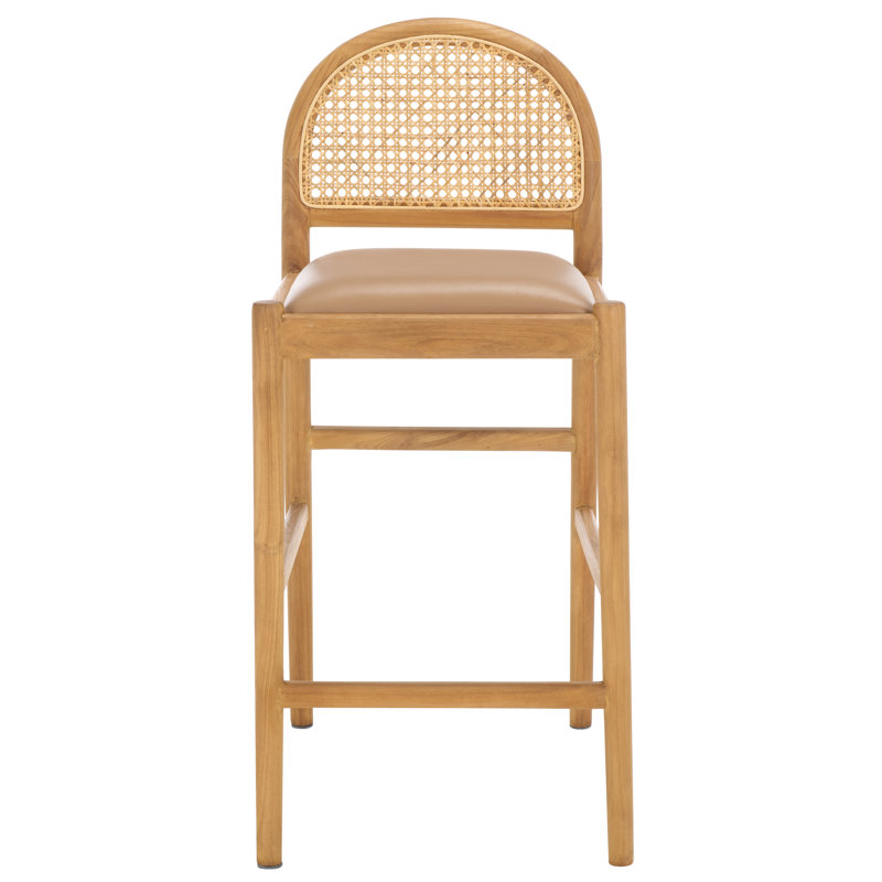 Laylie Rattan And Leather Counter Stool, Natural