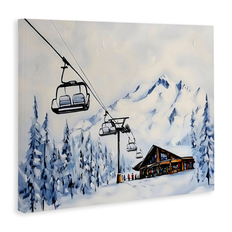 Toile de chalet de ski d'hiver, conception par Arlington Prints, H 30 po x l 40 po