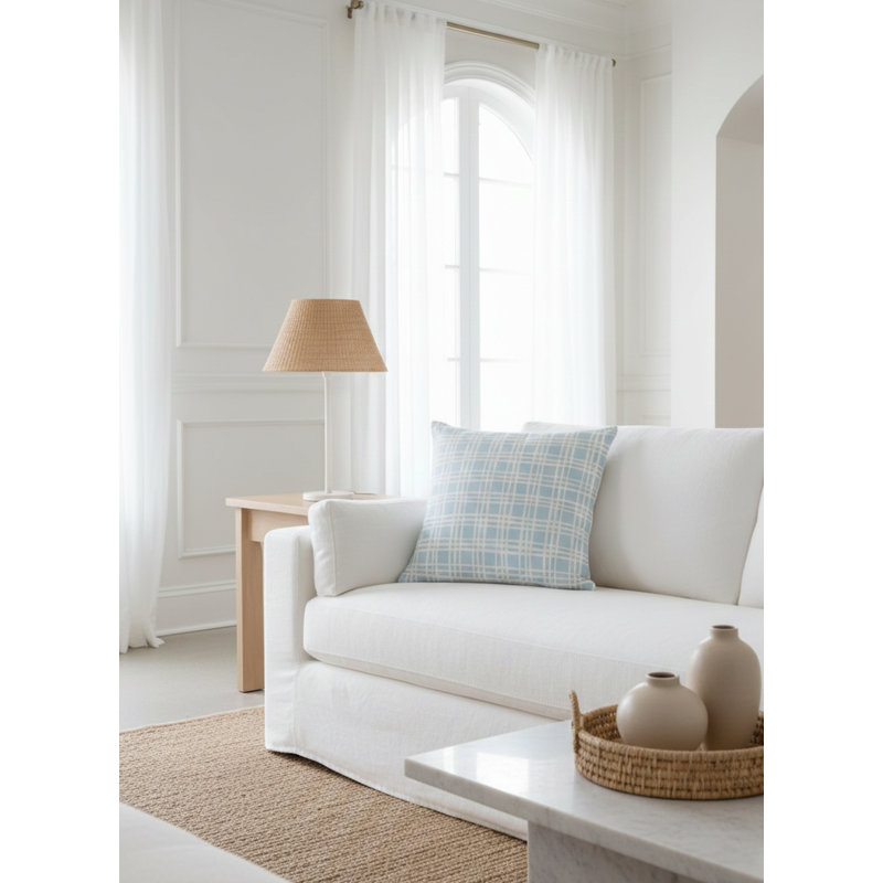 Printed Pillows Linen Plaid Accent Pillow, Light Blue, Square 26", Pillow Cover Only - No Insert