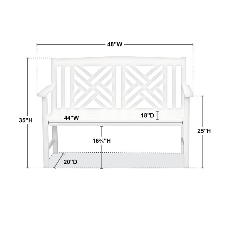 White Eucalyptus Wood 4-Foot Fretwork Garden Bench