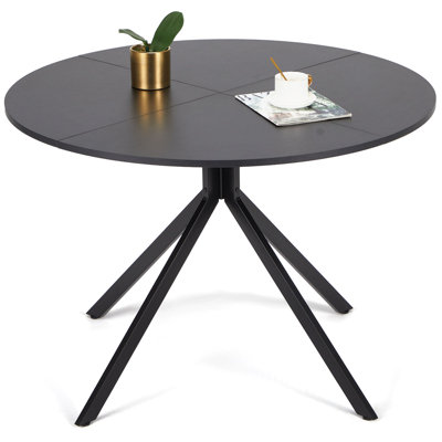George Oliver Round Dining Table For 4, Mid Century Circle Kitchen Table With Metal Legs, Morden Dinner Table For Living Room, Office, Apartment, Blac