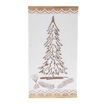 Carved Wood Pine Tree Wall Art 19"H
