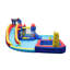 Méga gonflable parc aquatique 18,9 pi x 17,1 pi - glissade géante, double piscine, pistolets à eau, panier de basketball, but de soccer et mur d'escalade