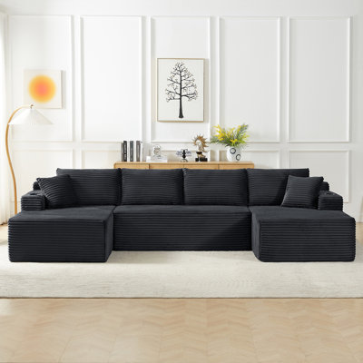 Ensemble de canapé modulaire compressible en forme de U, canapé modulaire de style minimaliste, canapé en tissu velours côtelé pour le salon