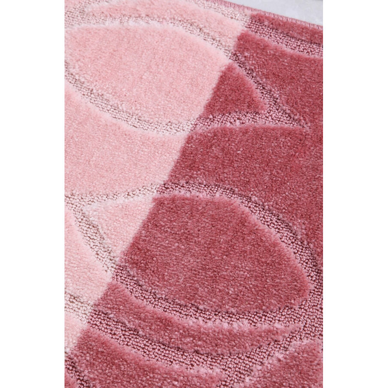 Ensemble de tapis de bain 3 pièces Puaina, Bourgogne / rose
