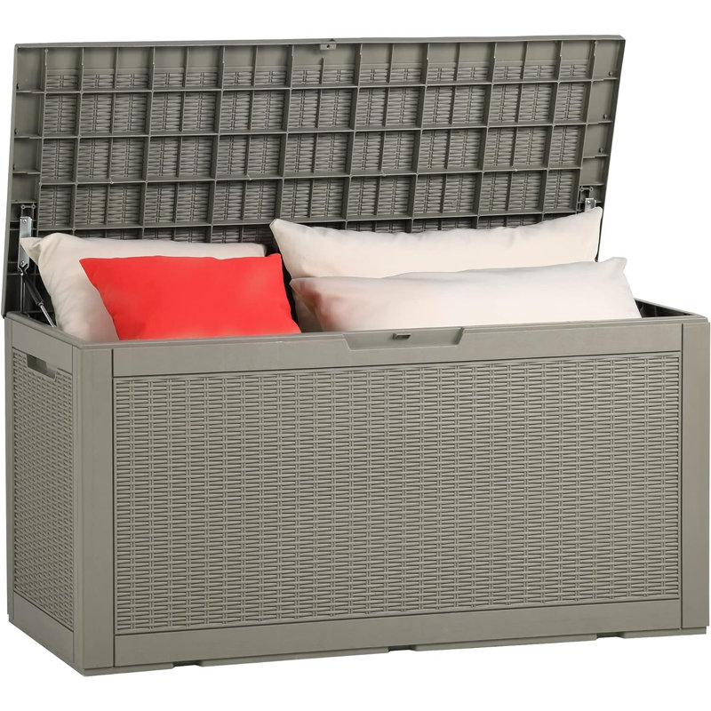 Kazoo 47.6'' W 100 Gallons Water Resistant Resin Lockable Deck Box, Gray