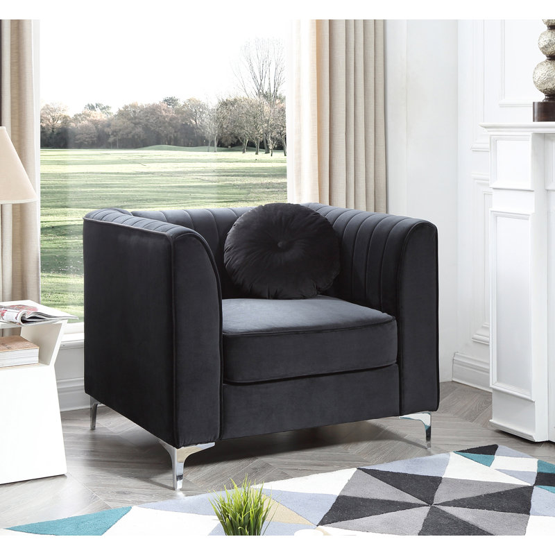 Bailey Velvet Armchair, Black