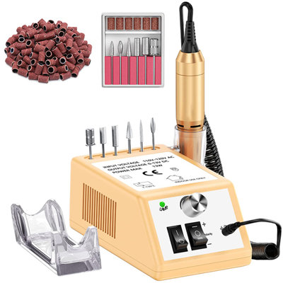 Perceuse à clou électrique de qualité supérieure de qualité salon 20000 tr / min, lime électronique à vitesse réglable avec 6 forets et 100 bandes de ponçage, outil de pédicure à faible bruit et vibration pour la maison et le salon