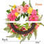 Couronne pour porte d'entrée 21 po, rose vif et jaune avec fleur artificielle