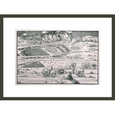 Démonstration de mesures défensives pour protéger une ville contre une armée assiégeante, détail à droite d'une plaque de «Teaching about the Fortification of Towns Castles and Places» par Albrecht Dürer - Impression Giclée encadrée