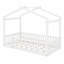 Structure de lit en bois en forme de maison avec clôture-986972305