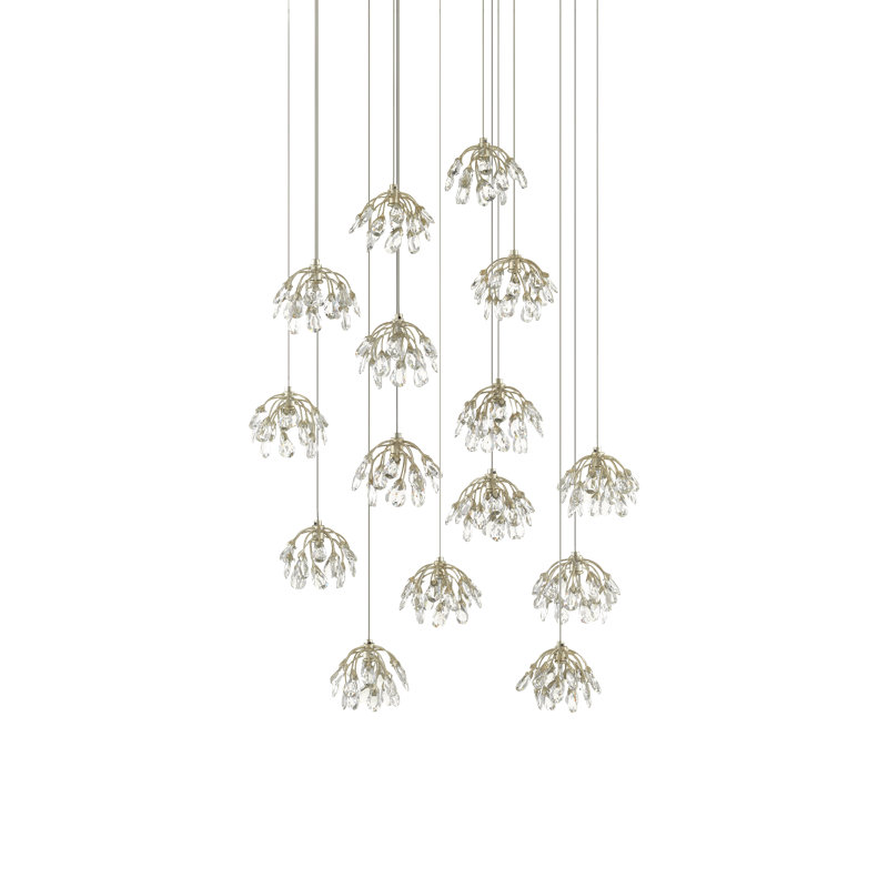 Luminaire suspendu géométrique en cristal à 15 lumières Crystal Bud