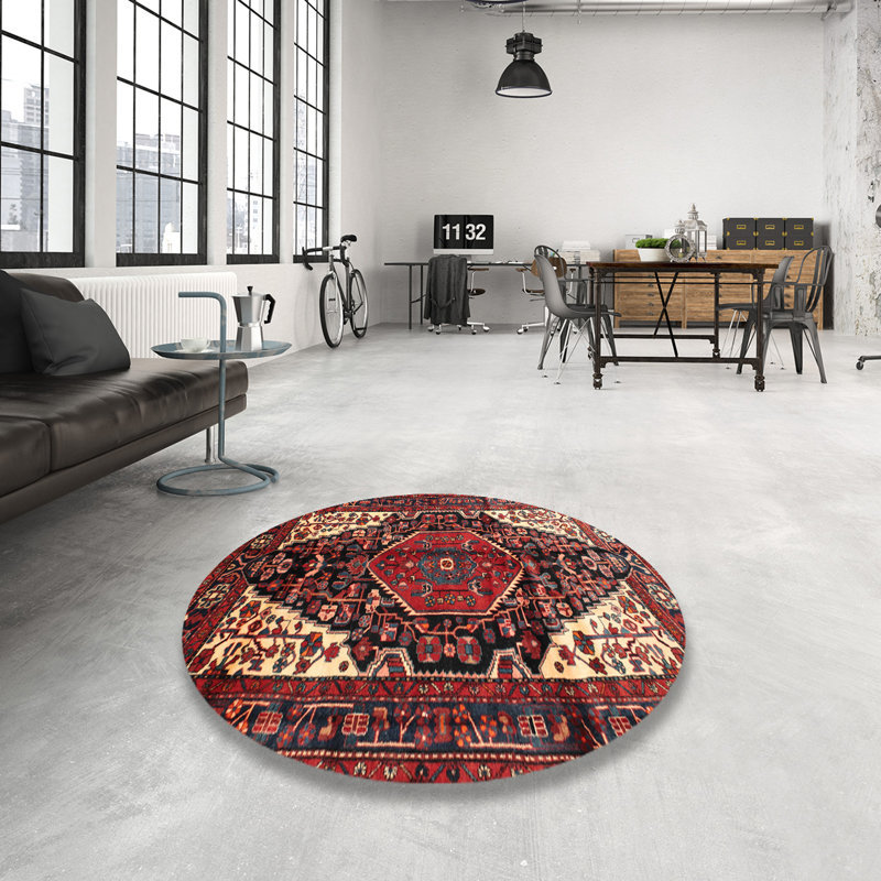 Tapis brun/rouge/beige traditionnel Knodara, Rond 3 pi