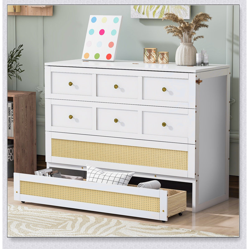 Murphy Bed With Large Drawers, Blanc