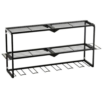 Rangement robuste pour outils électriques en métal avec 7 supports de perceuse, support de rangement de garage pour outils sans fil, tablette d'atelier avec panneau perforé compatible, cadeau de Saint-Valentin pour hommes