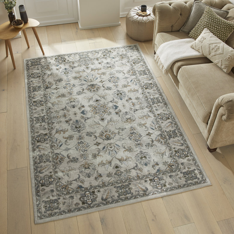 Traditional Grey Washable/Stain Guarded Area Rug , Rectangle 200 x 300 cm