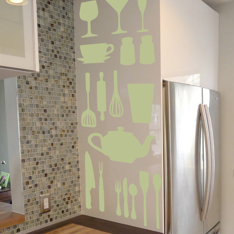 Décalcomanie murale de cuisine, H 51 po x l 40 po x P 0,01 po, Céladon
