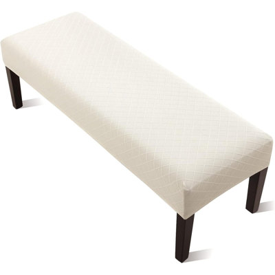 Waterproof Bench Covers For Dining Room, Stretch Jacquard Bench Slipcover Anti-Dust Removable Washable Chair Seat Slipcovers Protector (Dark Grey)